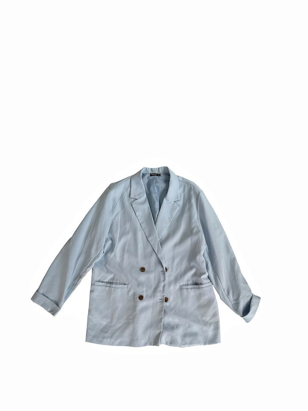 SHEIN Curve Double-Breasted Blue Blazer